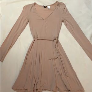 H&M nude pink fit and flare dress